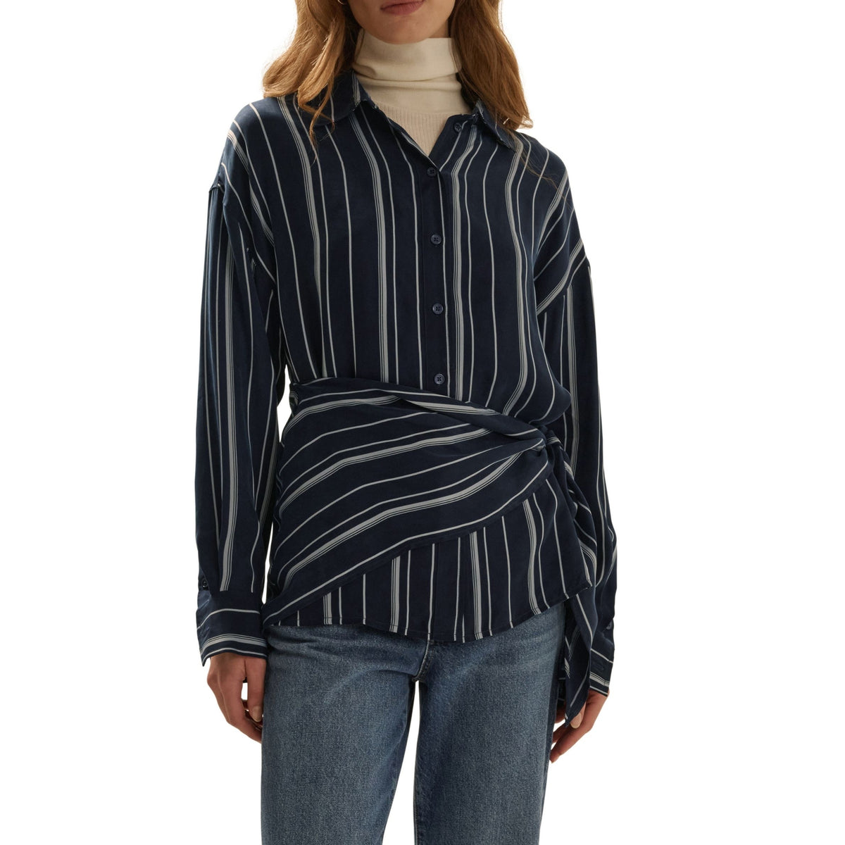 The Positano Shirt - Midnight Grey Stripe