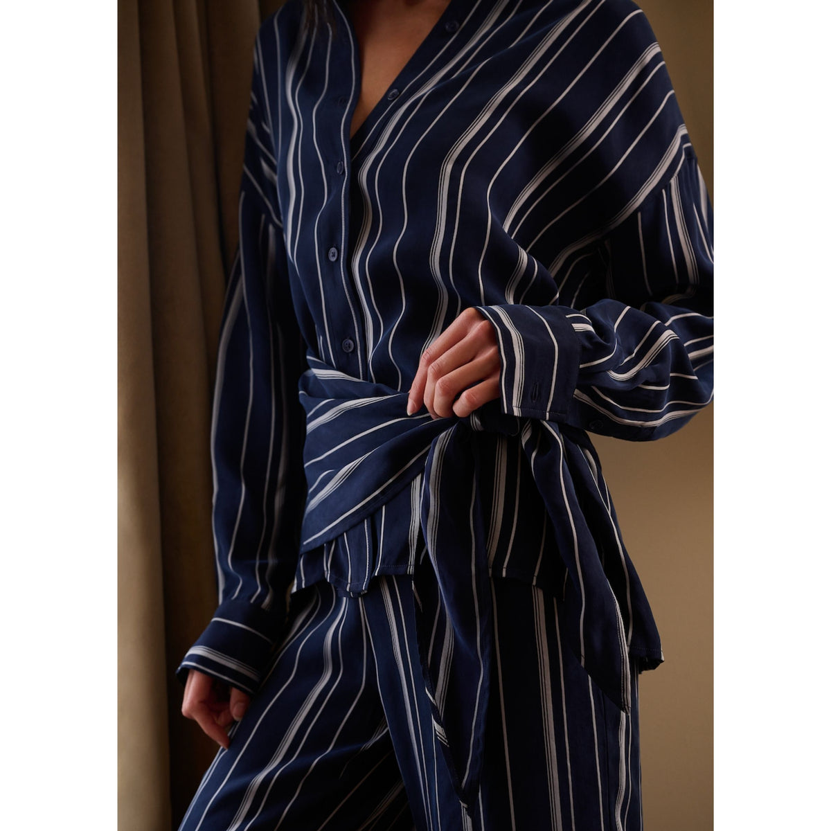 The Positano Shirt - Midnight Grey Stripe