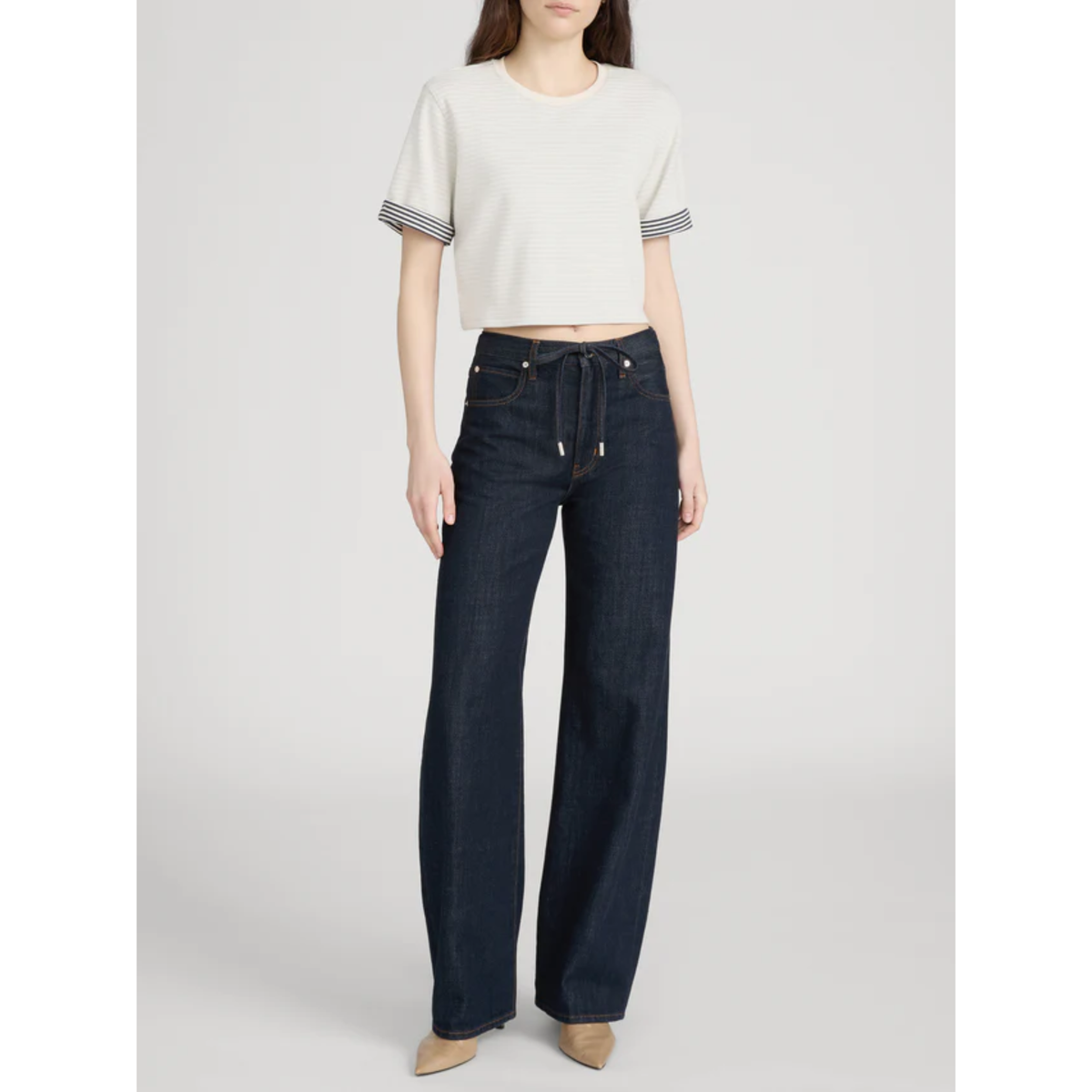 The Stripe Cuff Top - Cream Multi