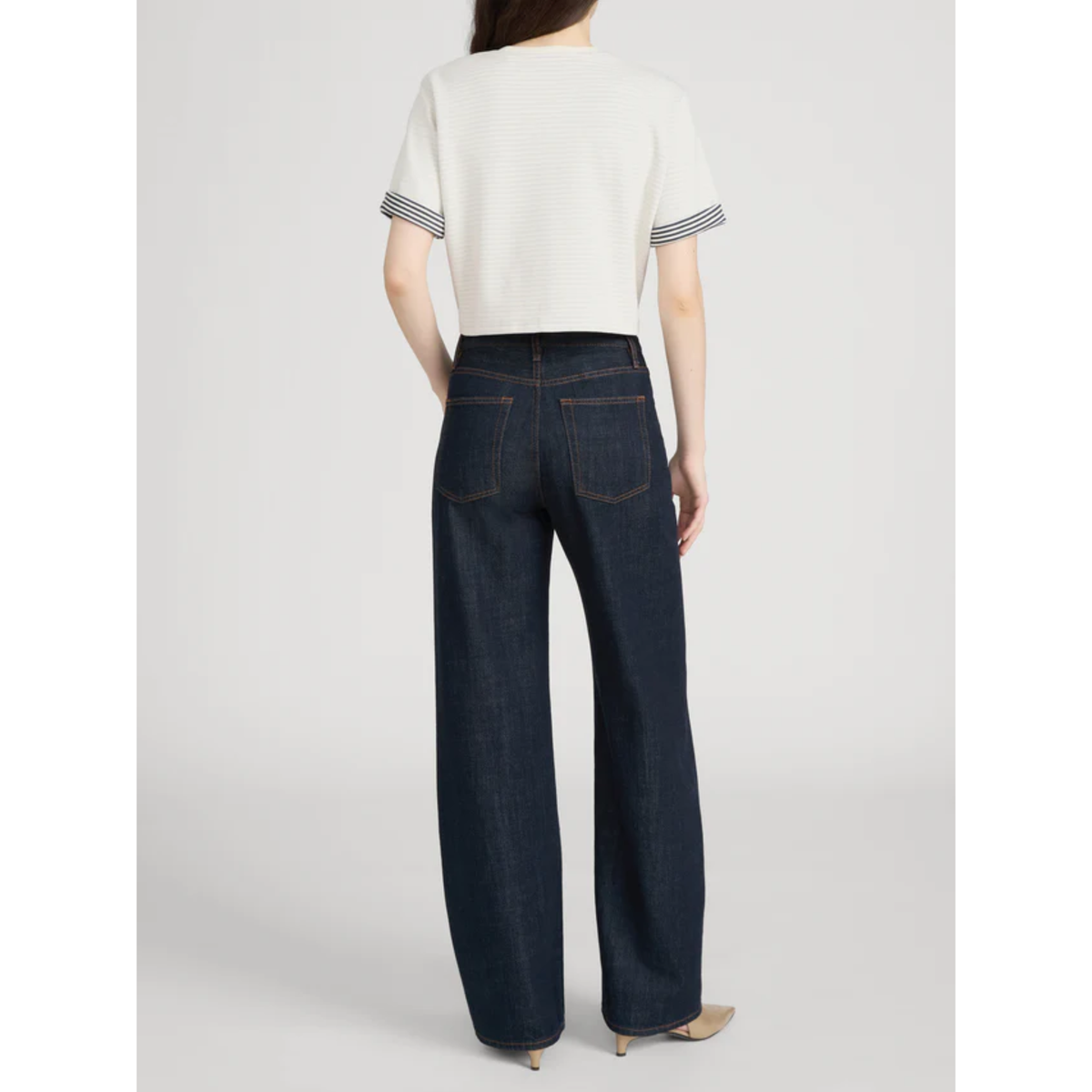 The Stripe Cuff Top - Cream Multi
