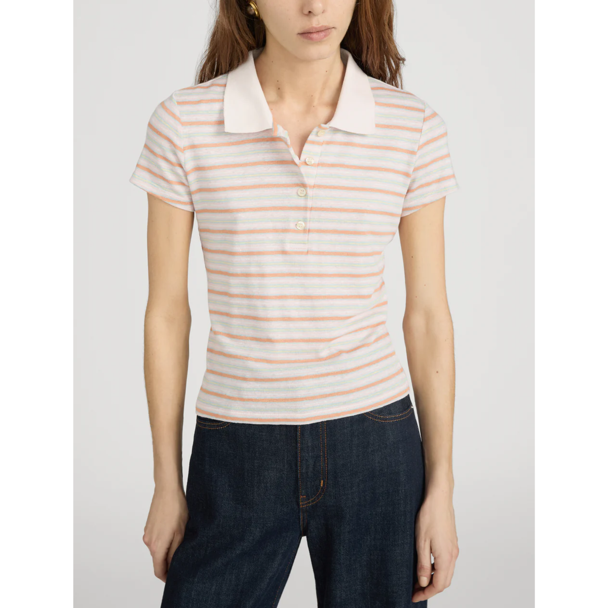 The Stripe Polo - Pink Sand Multi