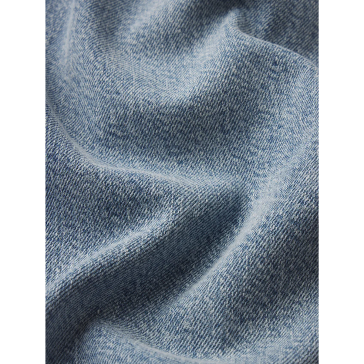 Close-up of blue denim fabric with visible texture