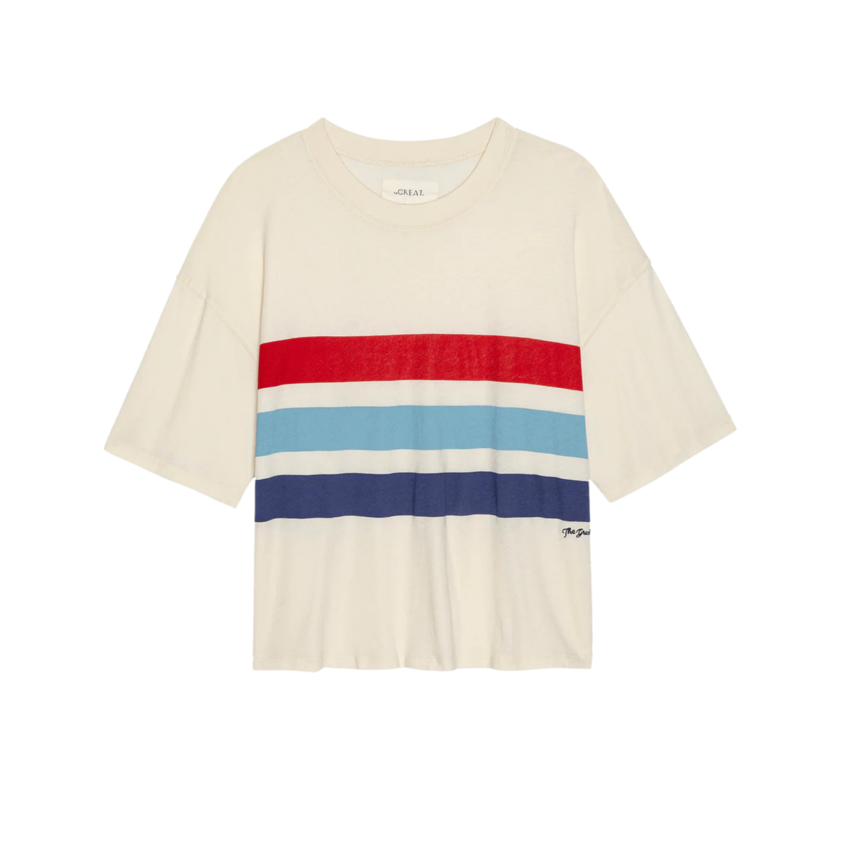 The Track Crew With Saltwater Stripe - Washed White