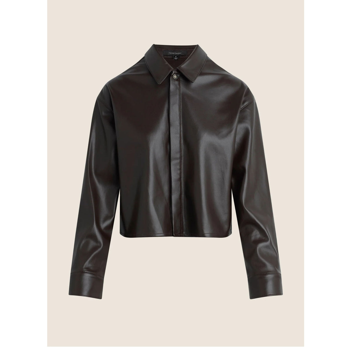 The Vegan Leather Crop Brady Shirt - Espresso