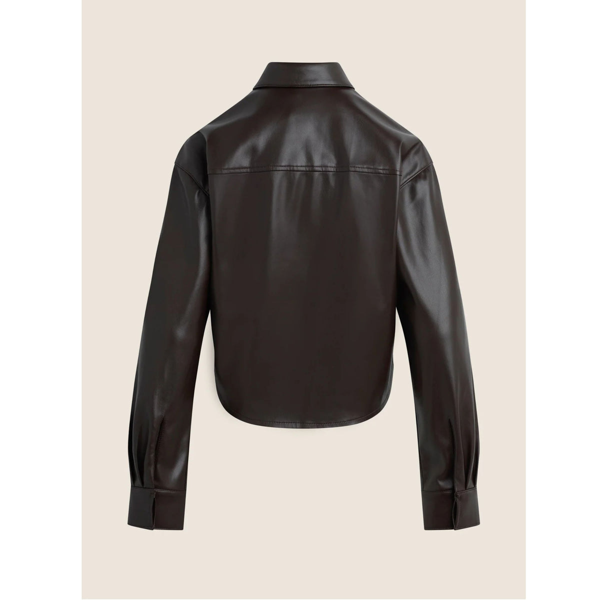 The Vegan Leather Crop Brady Shirt - Espresso