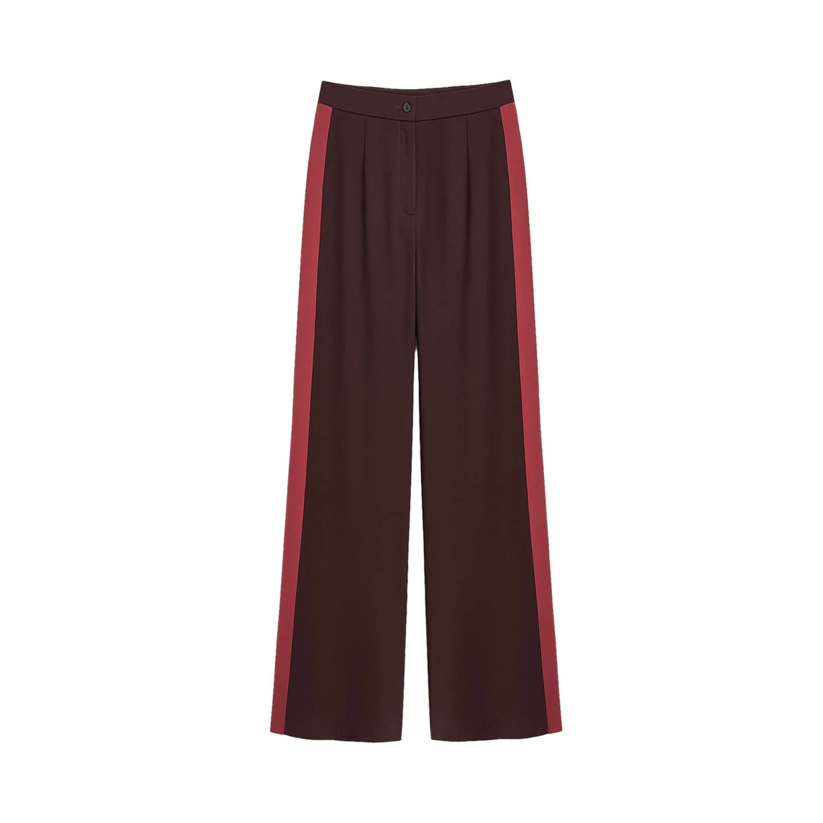 Trousers With Contrasting Side Bands - Burnt Umber