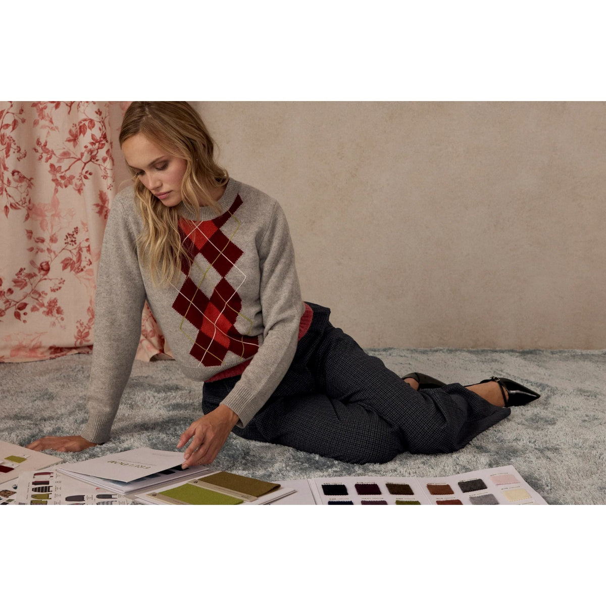 Truman Crewneck - Currant Argyle