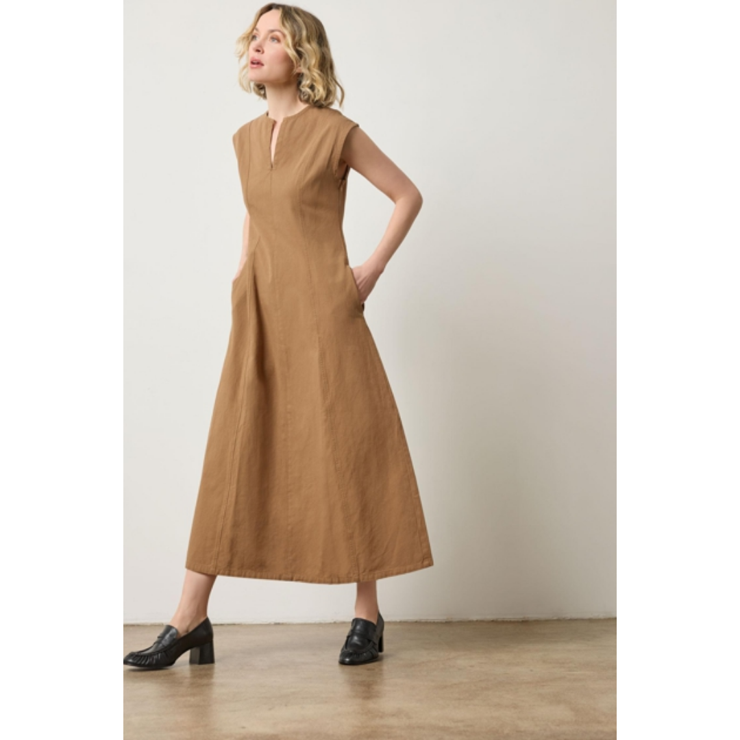 Twill Princess Seam Maxi Dress