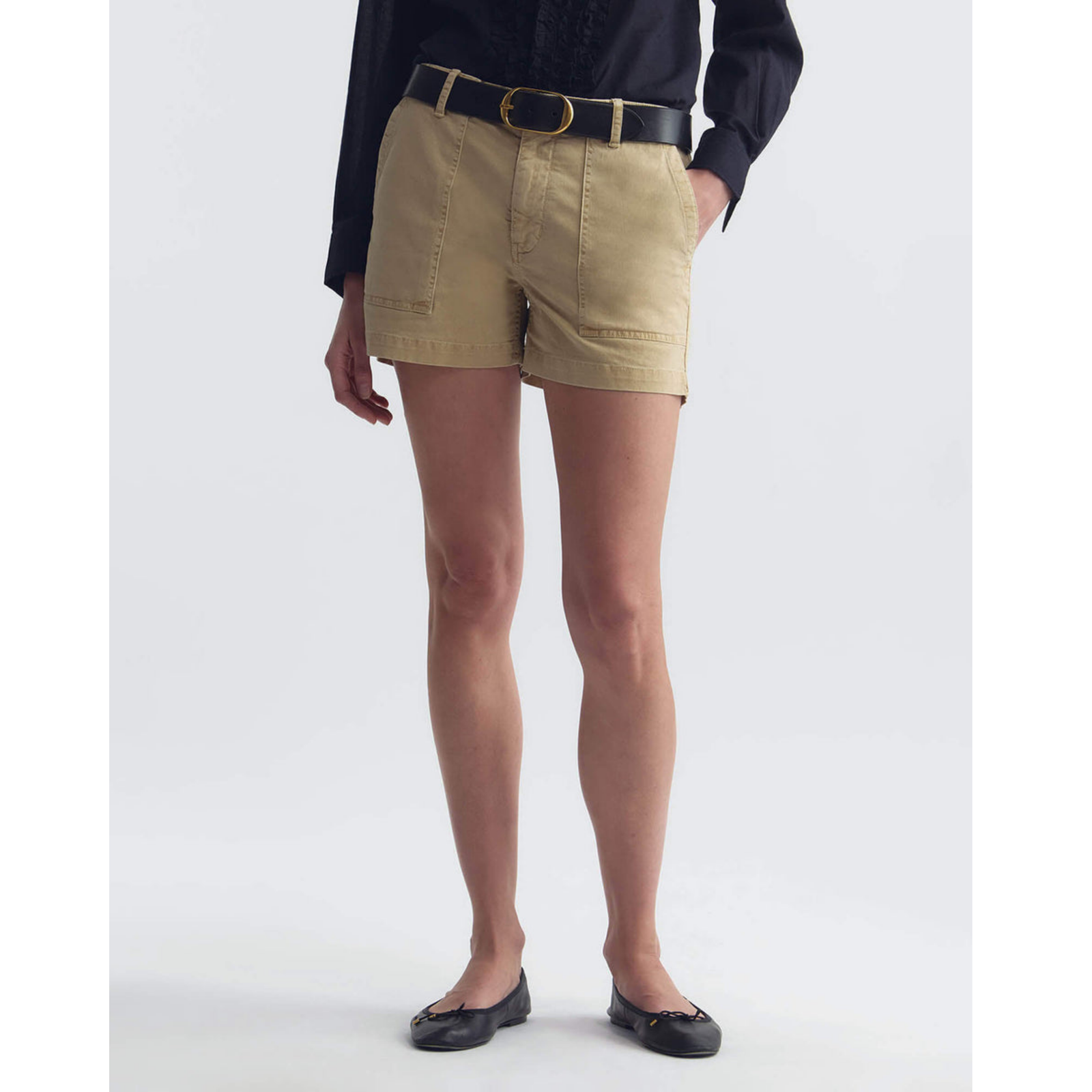 Beige shorts on a white background
