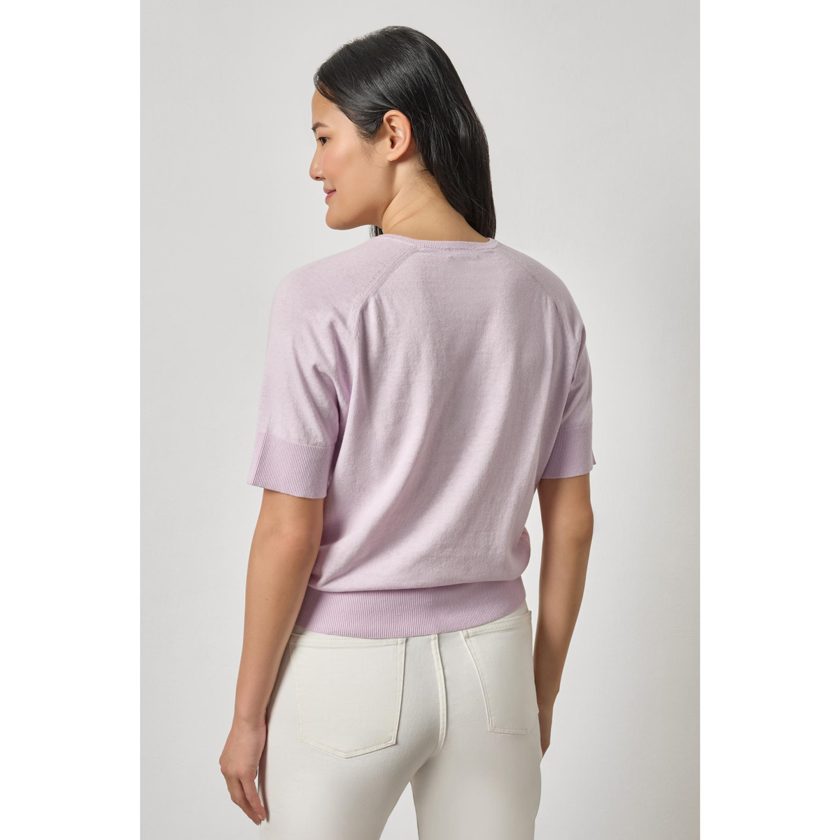 V-Neck Saddle Sleeve Sweater - Wisteria