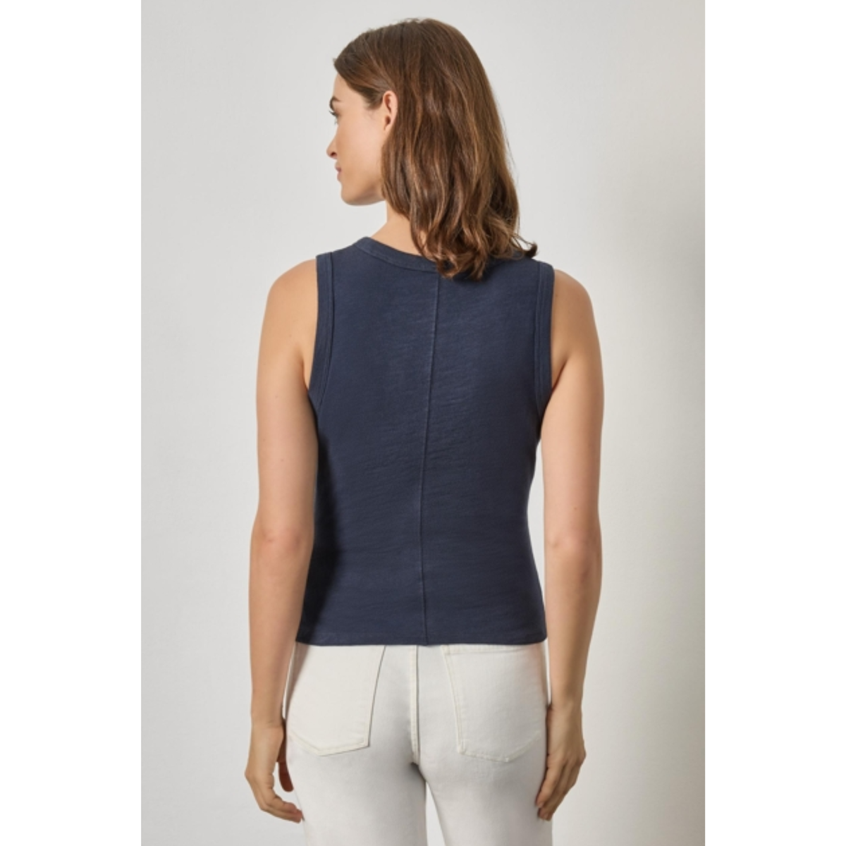 Vintage Side Pleat Tank - Navy