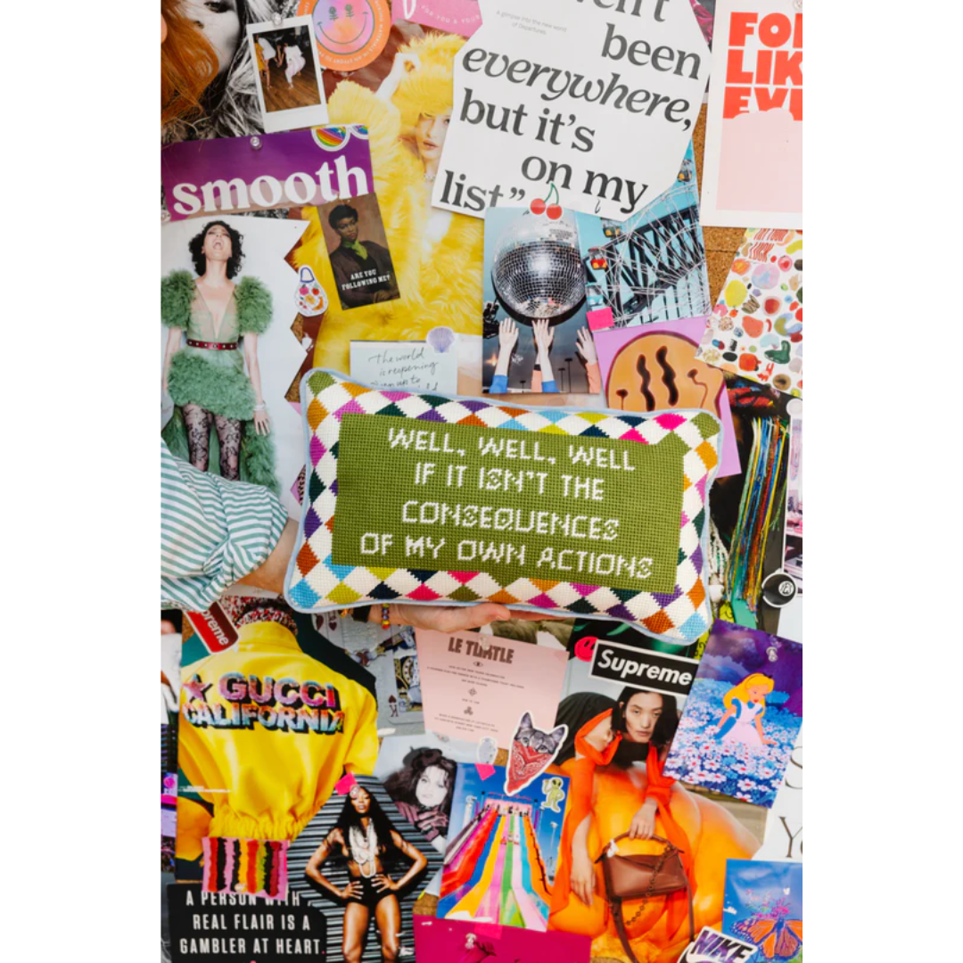 Well Well Well Needlepoint Pillow