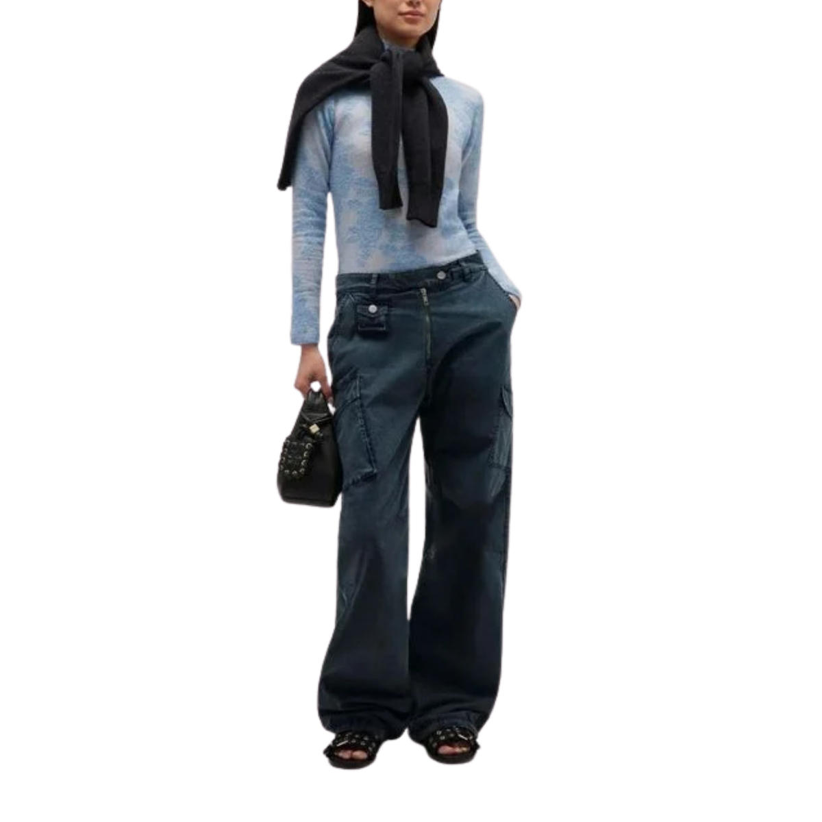 Washed Stretched Cotton Pants - Sky Captain