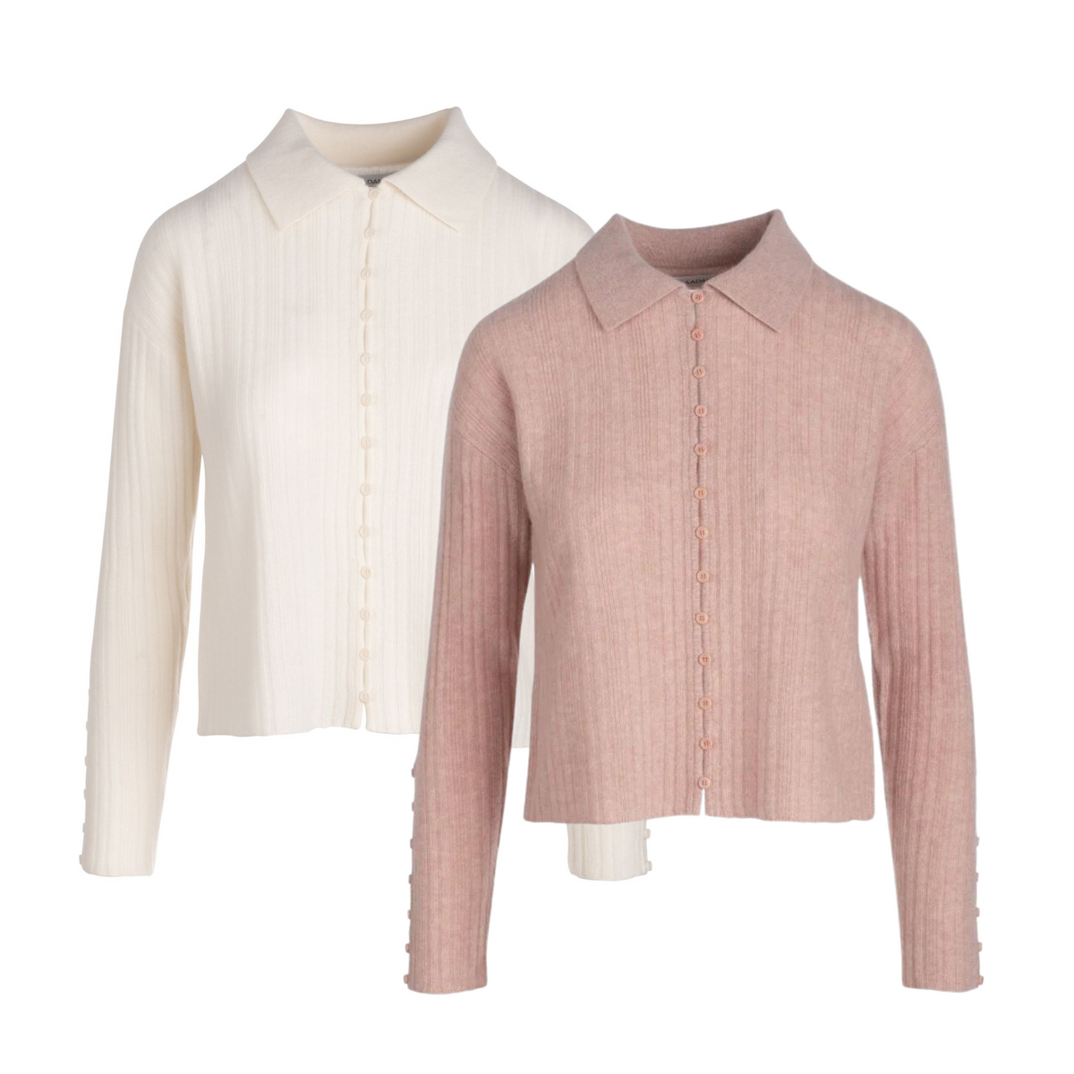 Cashmere Ribbed Collared Cardigan