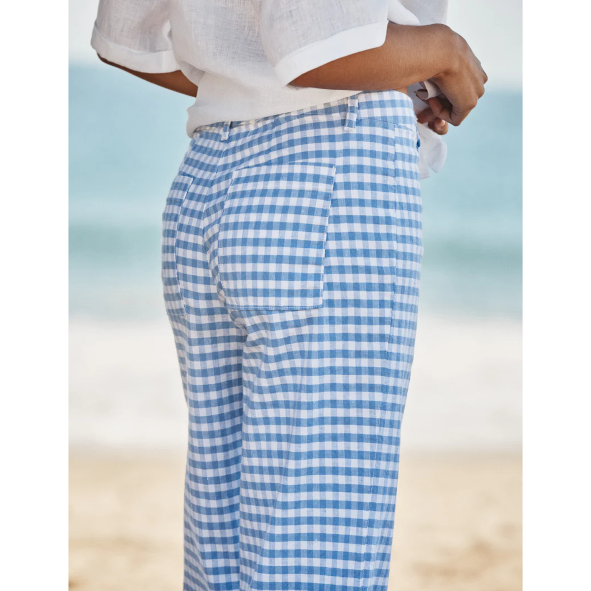 Wexford Wide-Leg Linen Pant - Blue Gingham