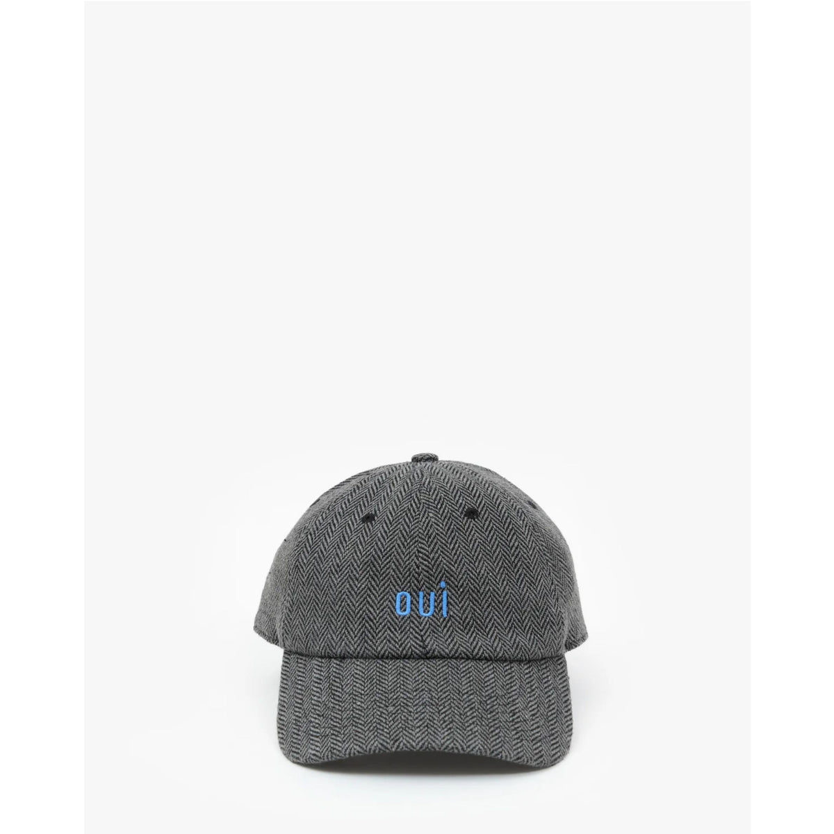 Wool Baseball Hat - Black/Cream Herringbone