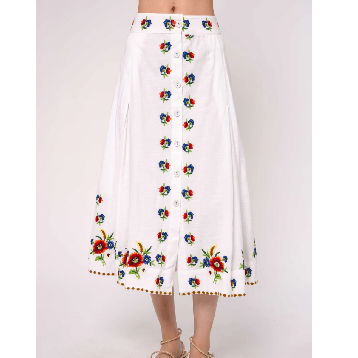Berri Midi Skirt - May Morris Embroidery