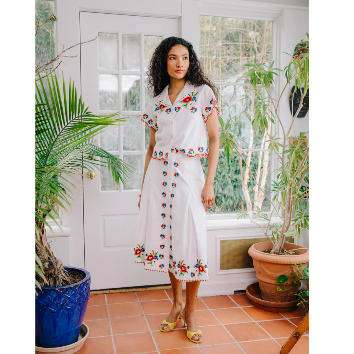 Berri Midi Skirt - May Morris Embroidery