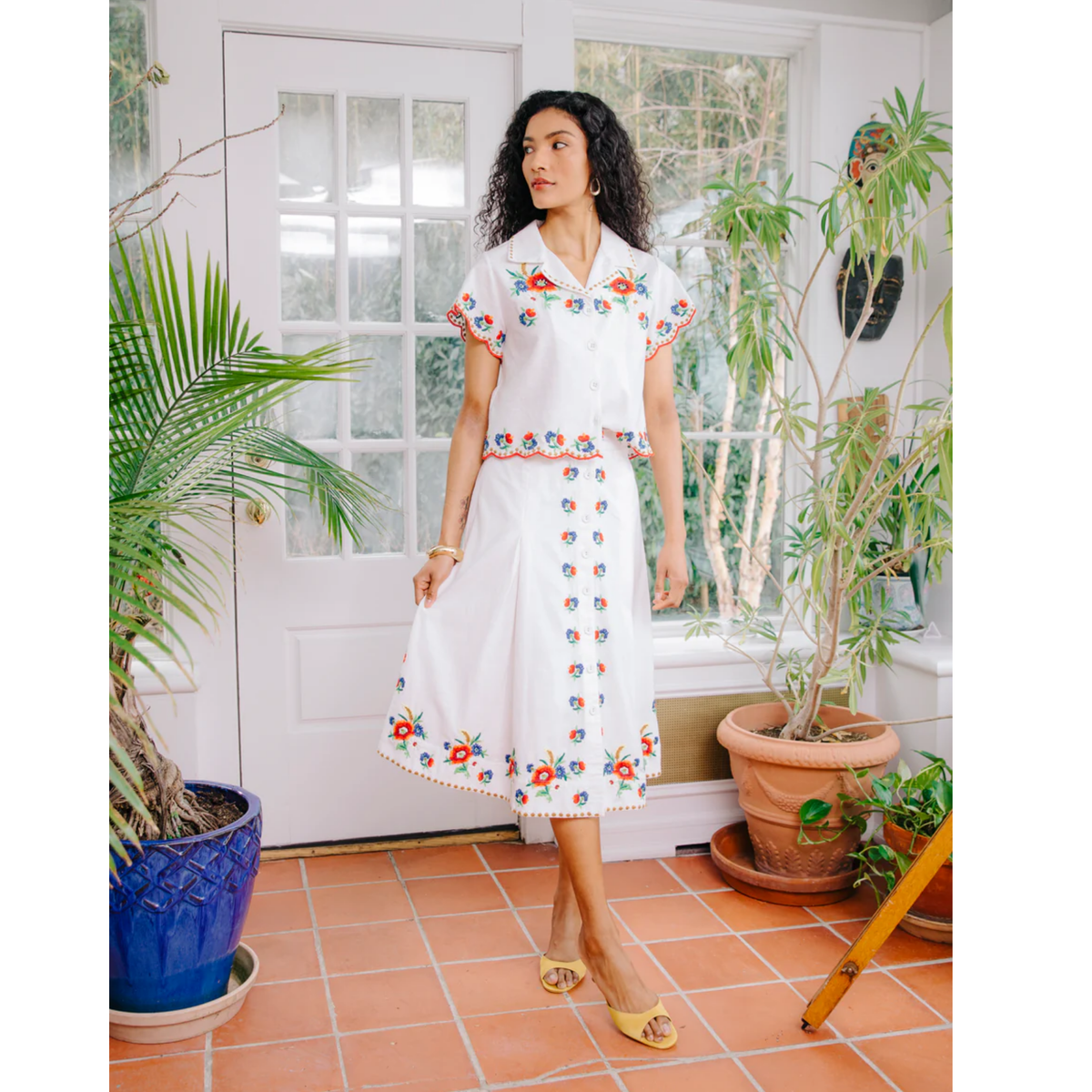 Berri Midi Skirt - May Morris Embroidery