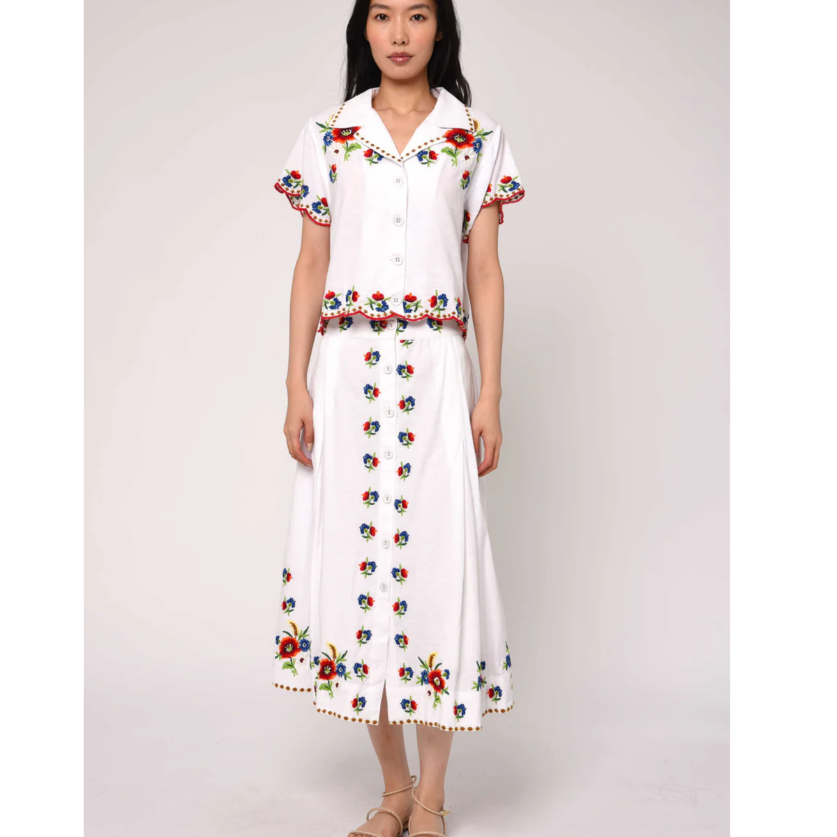 Berri Midi Skirt - May Morris Embroidery