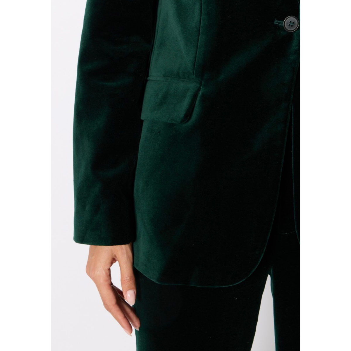The Vivi Slim-Fit Velvet Blazer - Deep Green