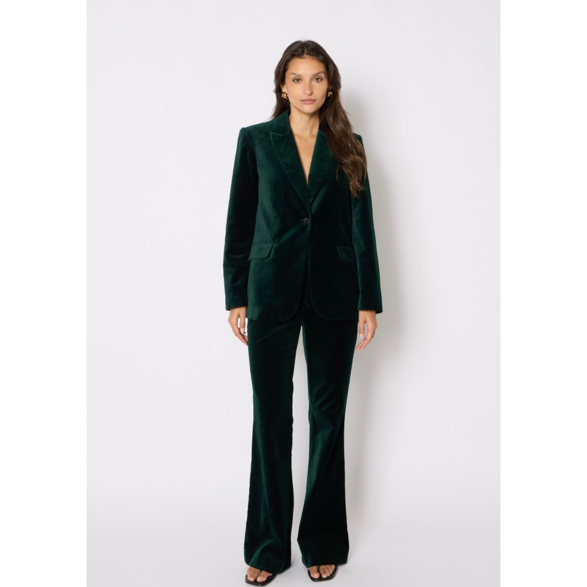 The Vivi Slim-Fit Velvet Blazer - Deep Green
