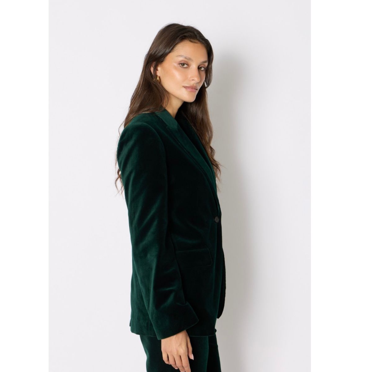 The Vivi Slim-Fit Velvet Blazer - Deep Green