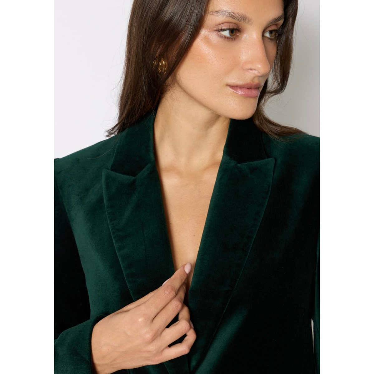 The Vivi Slim-Fit Velvet Blazer - Deep Green