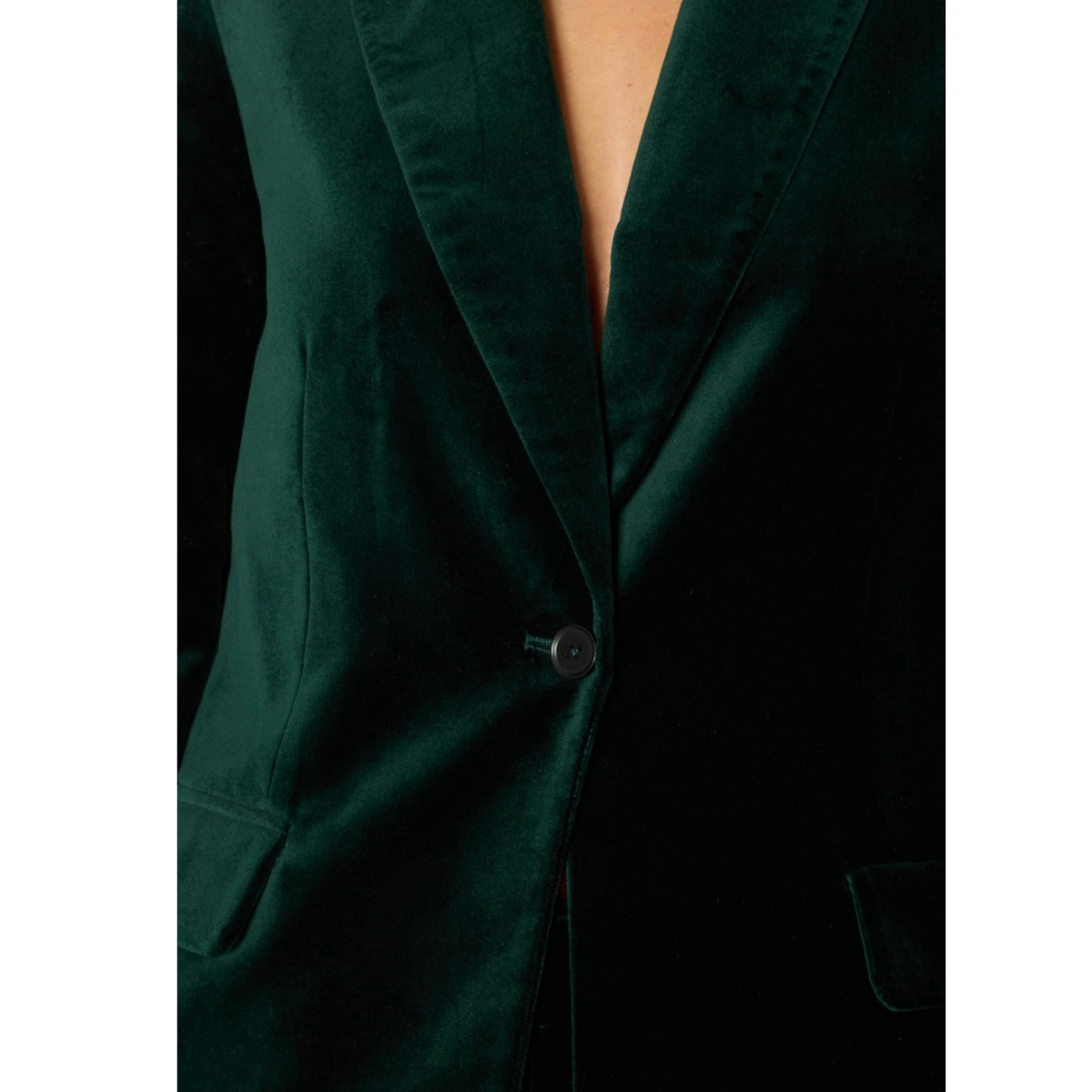 The Vivi Slim-Fit Velvet Blazer - Deep Green