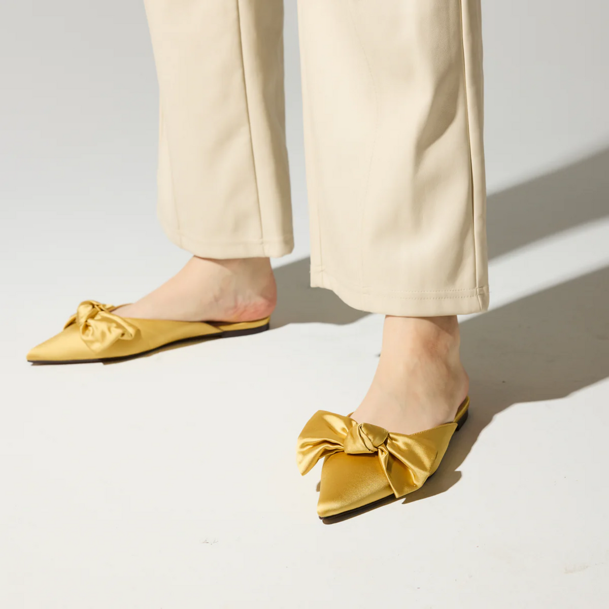 Clara Bow Slide - Gold Satin