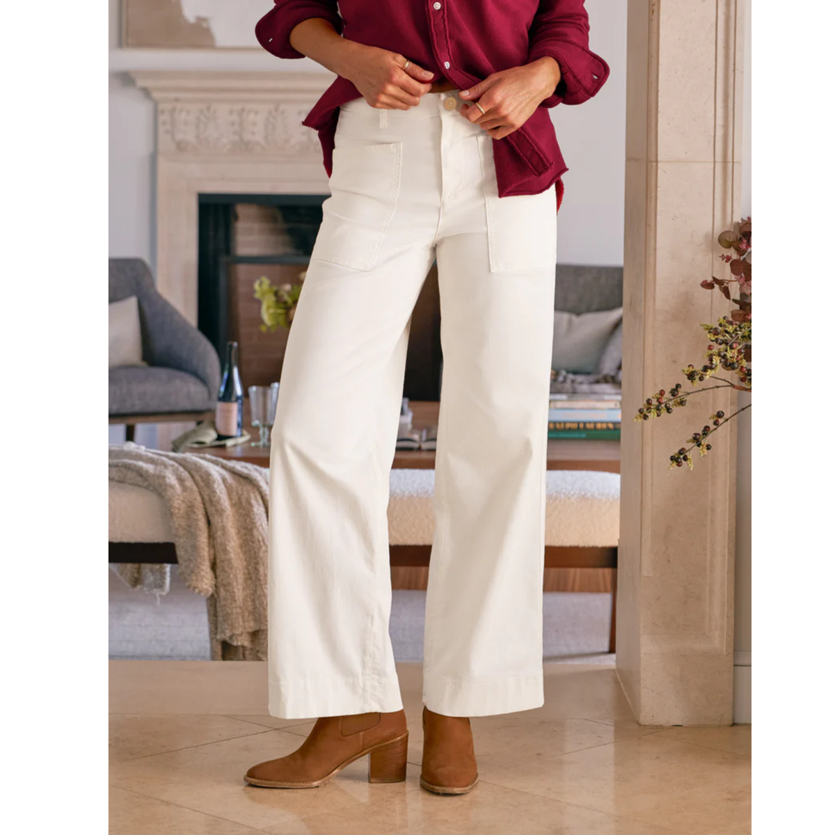 Limerick Wide-Leg Pant - Chalk