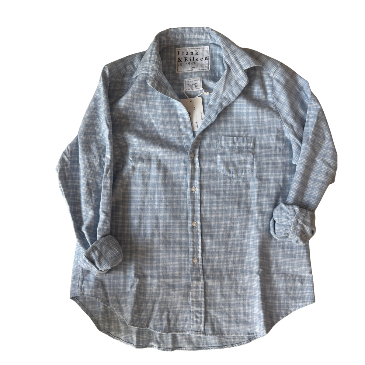 Eileen Relaxed Button-Up - Light Blue, Grey Plaid
