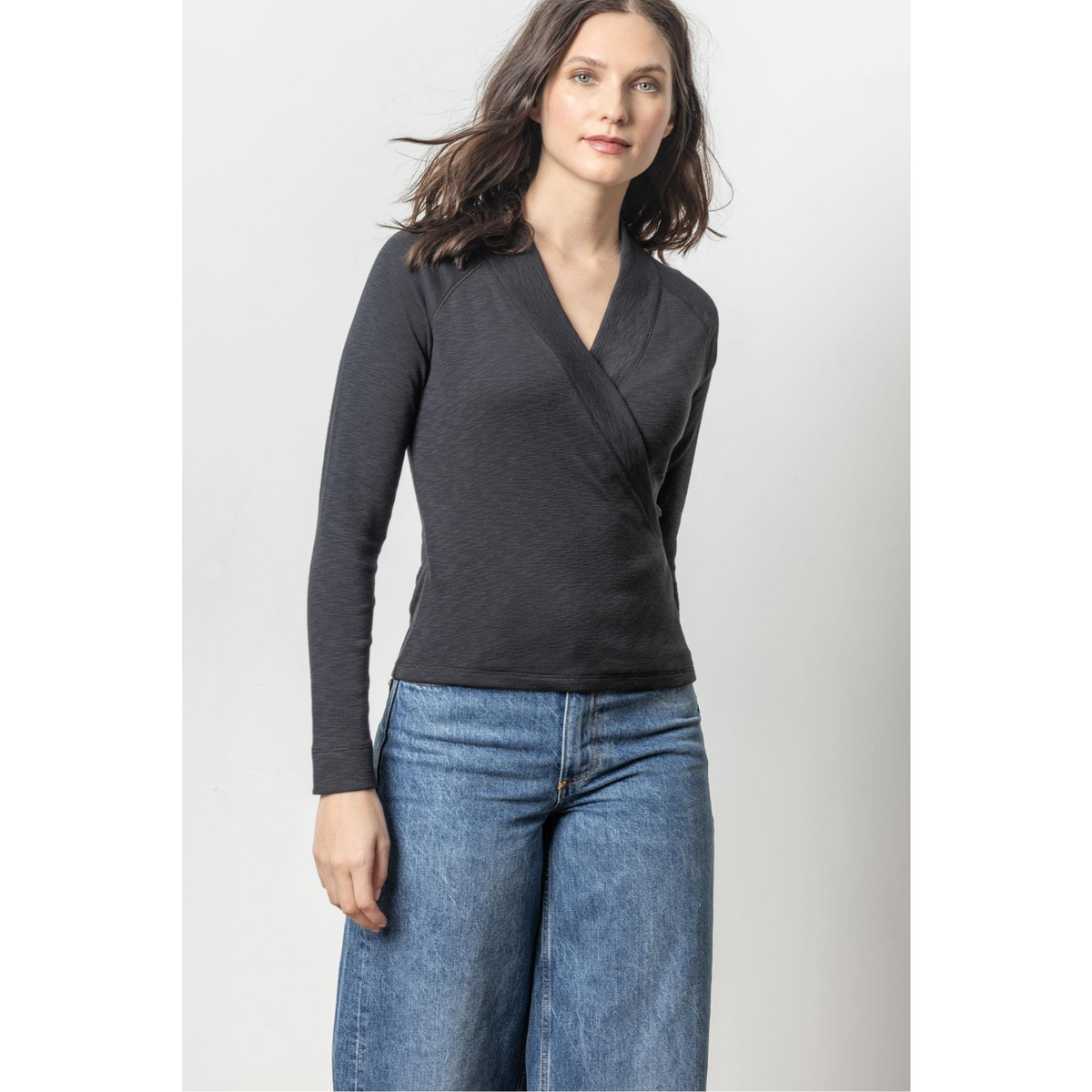 Shawl Collar Faux Wrap Top