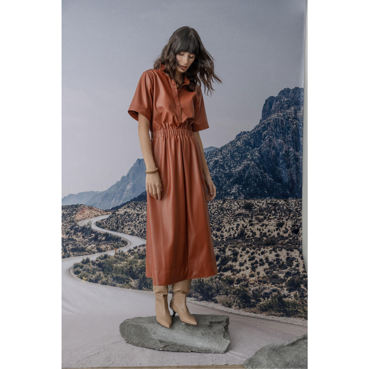 Elastic Waist Short Sleeve Dress