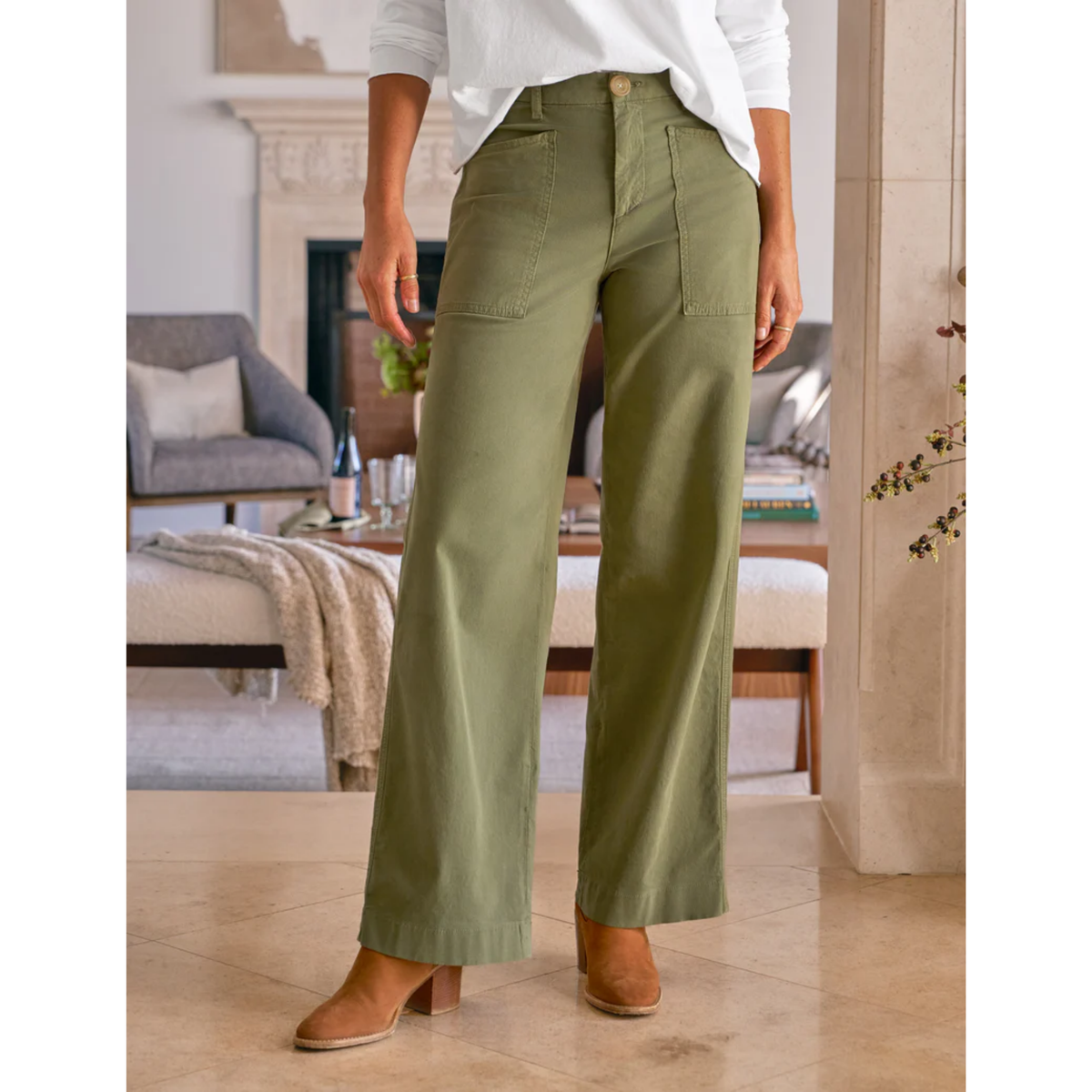 Limerick Wide-Leg Carpenter Pant - Olive