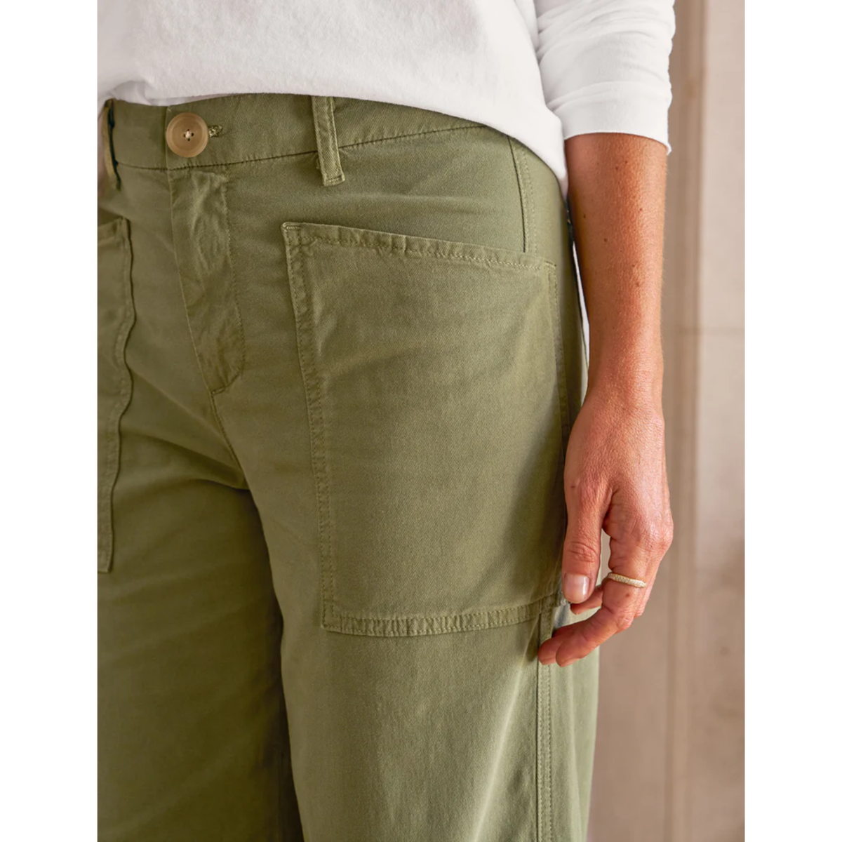 Limerick Wide-Leg Carpenter Pant - Olive