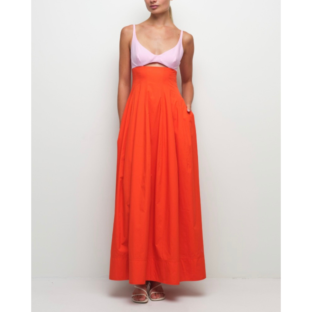 Maddy Cotton Midi Dress - Lobster Multi