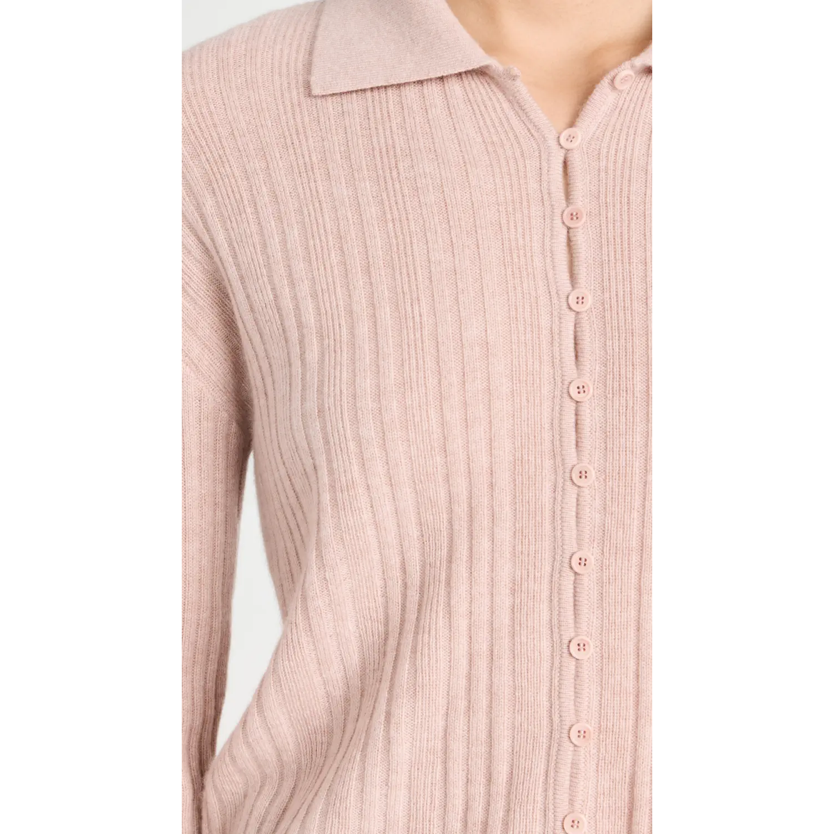 Cashmere Ribbed Collared Cardigan