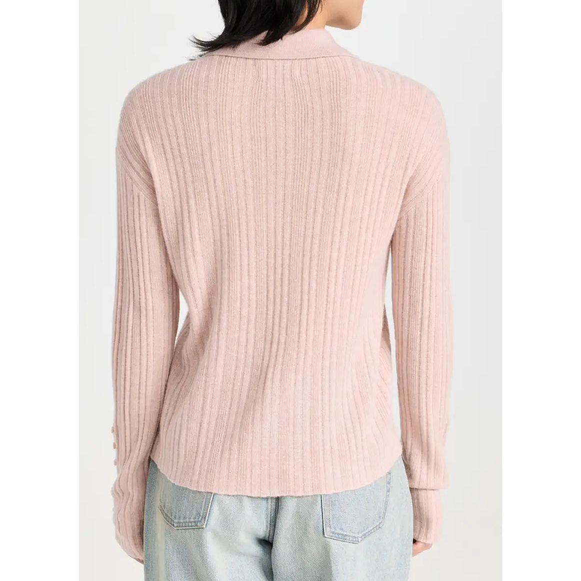 Cashmere Ribbed Collared Cardigan
