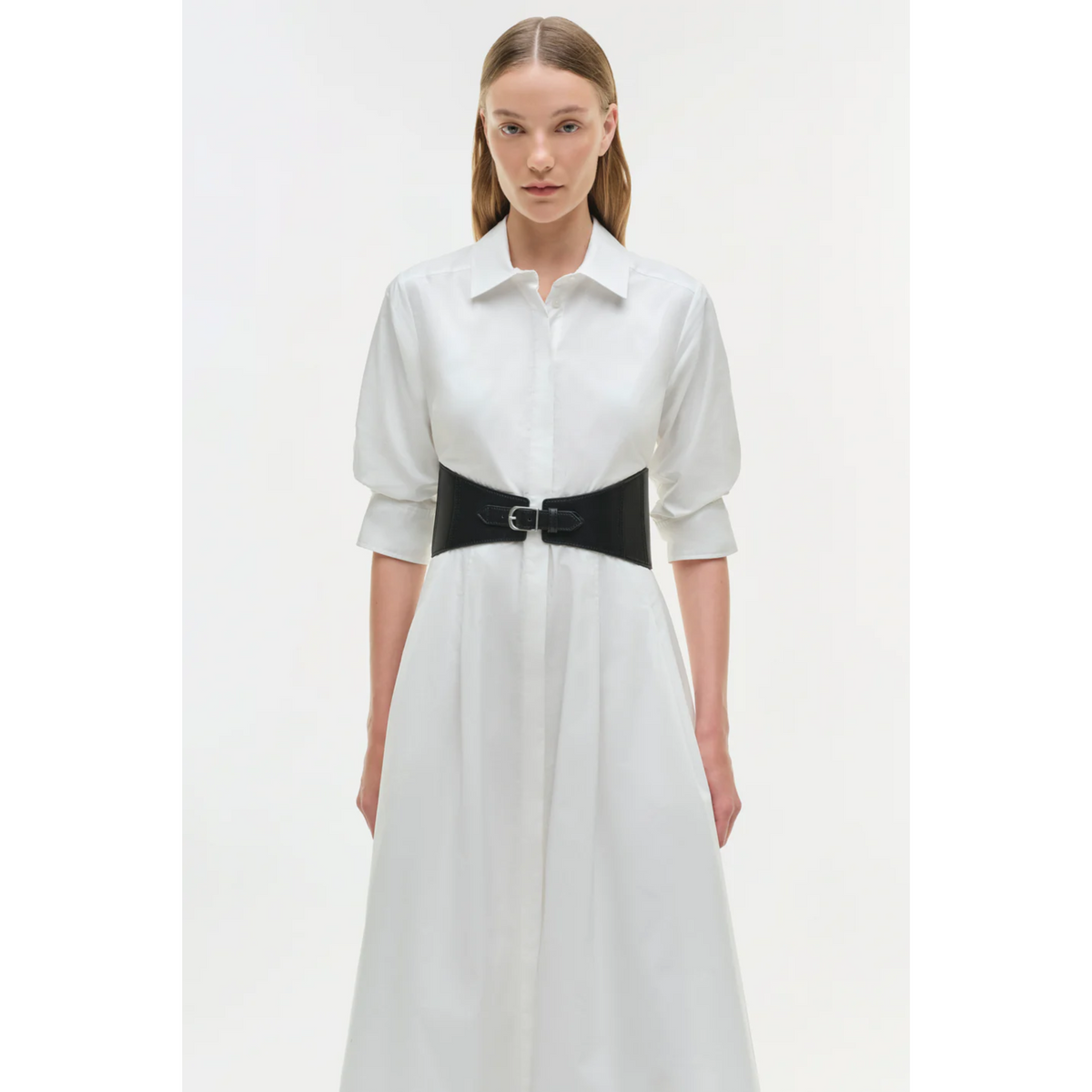 Olson Belted Cotton Midi Dress