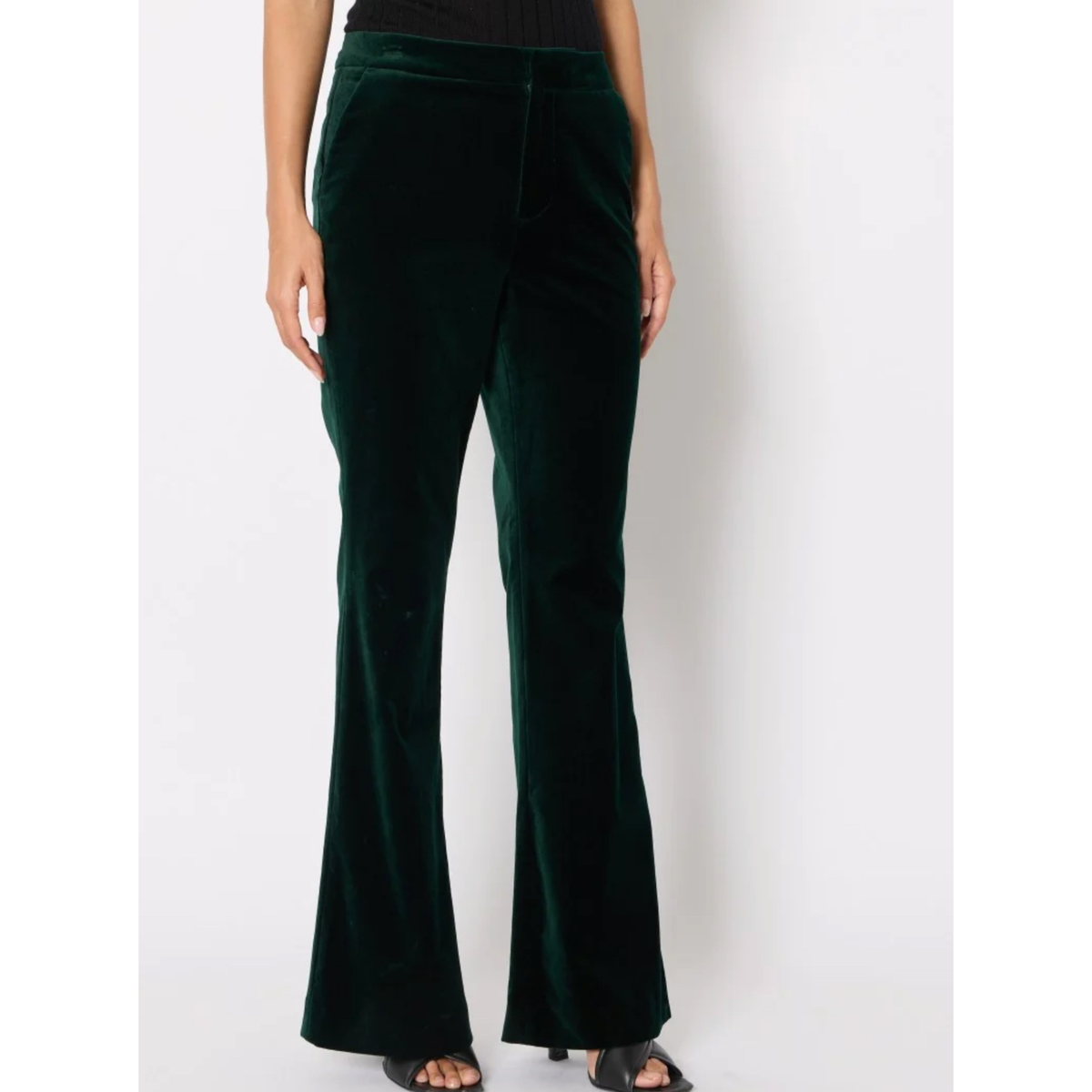 The Perry Flared Velvet Trousers - Deep Green