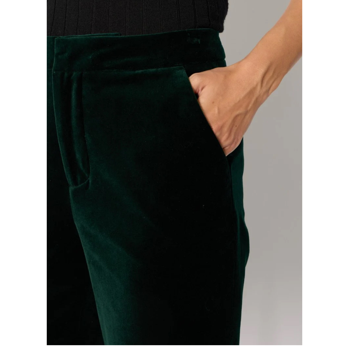 The Perry Flared Velvet Trousers - Deep Green