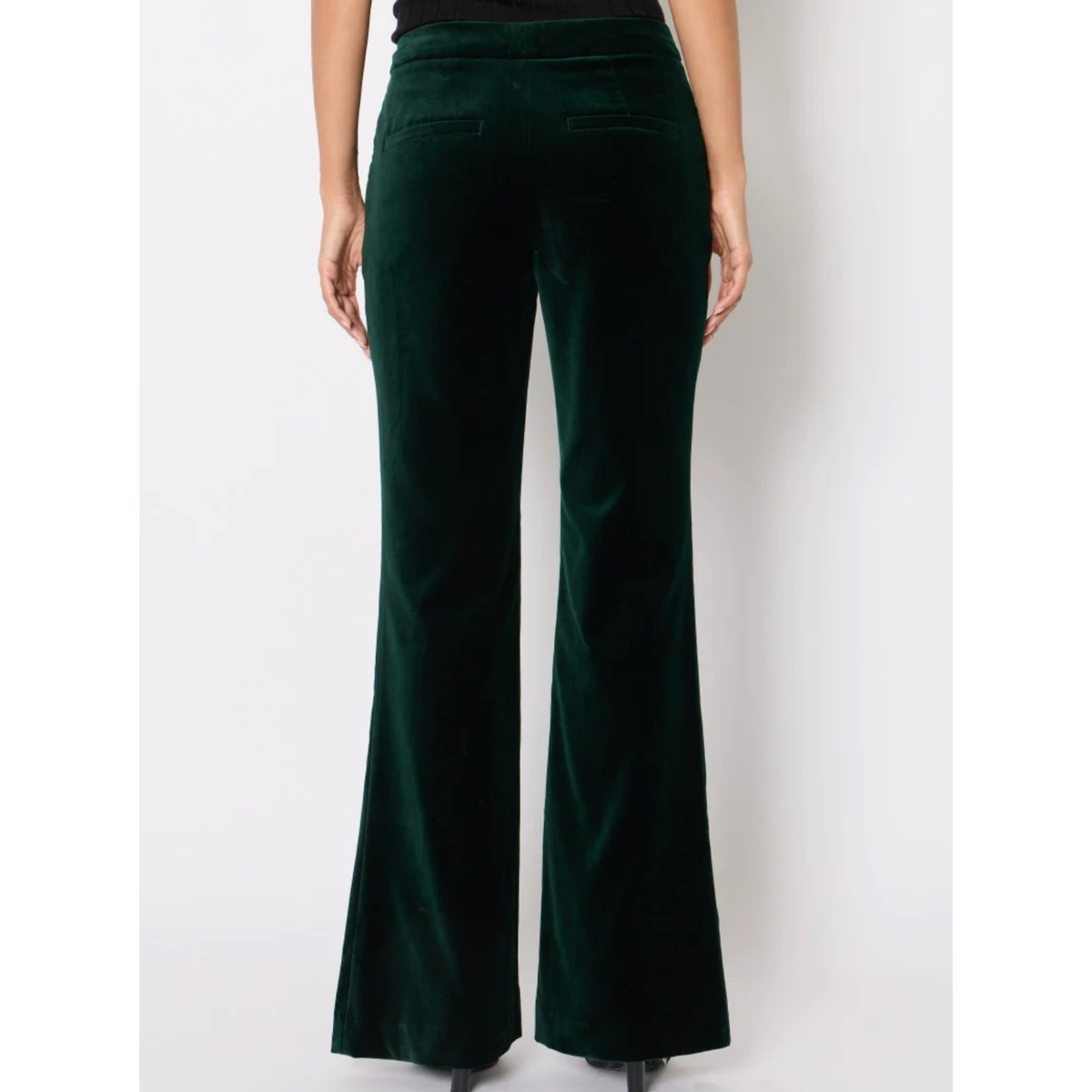 The Perry Flared Velvet Trousers - Deep Green