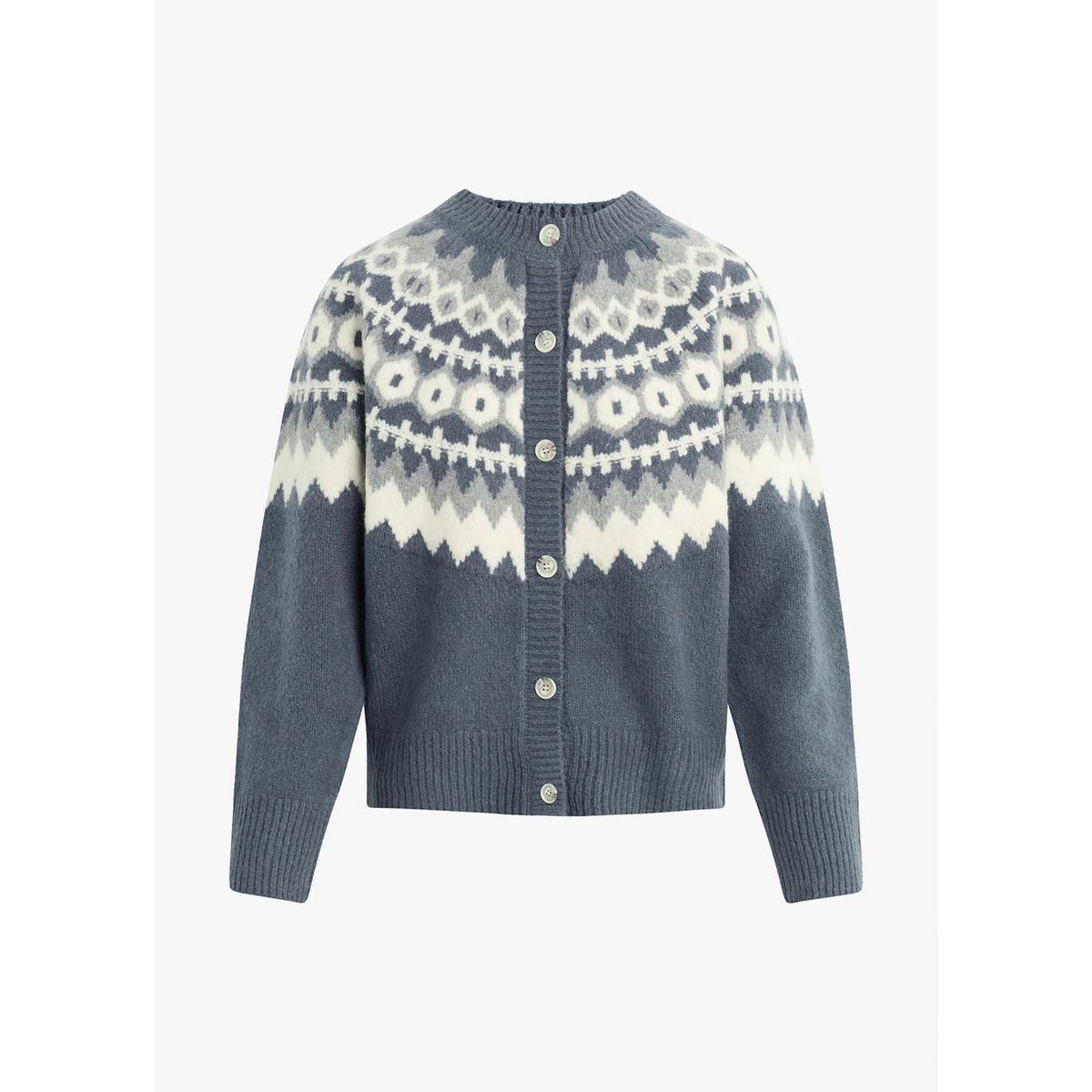 Snowed In Cardigan - Charcoal Fairisle