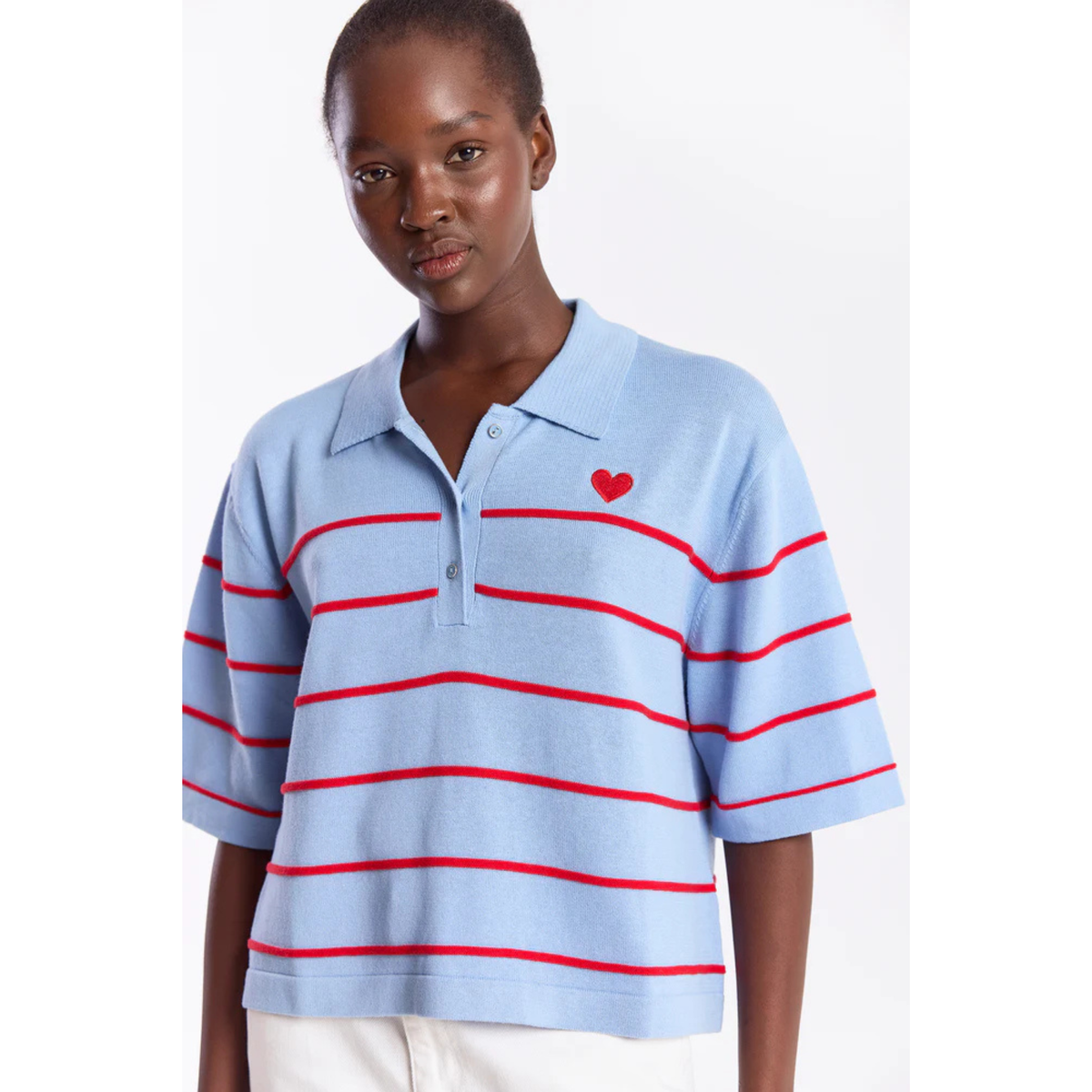 Stripe Button Up Polo