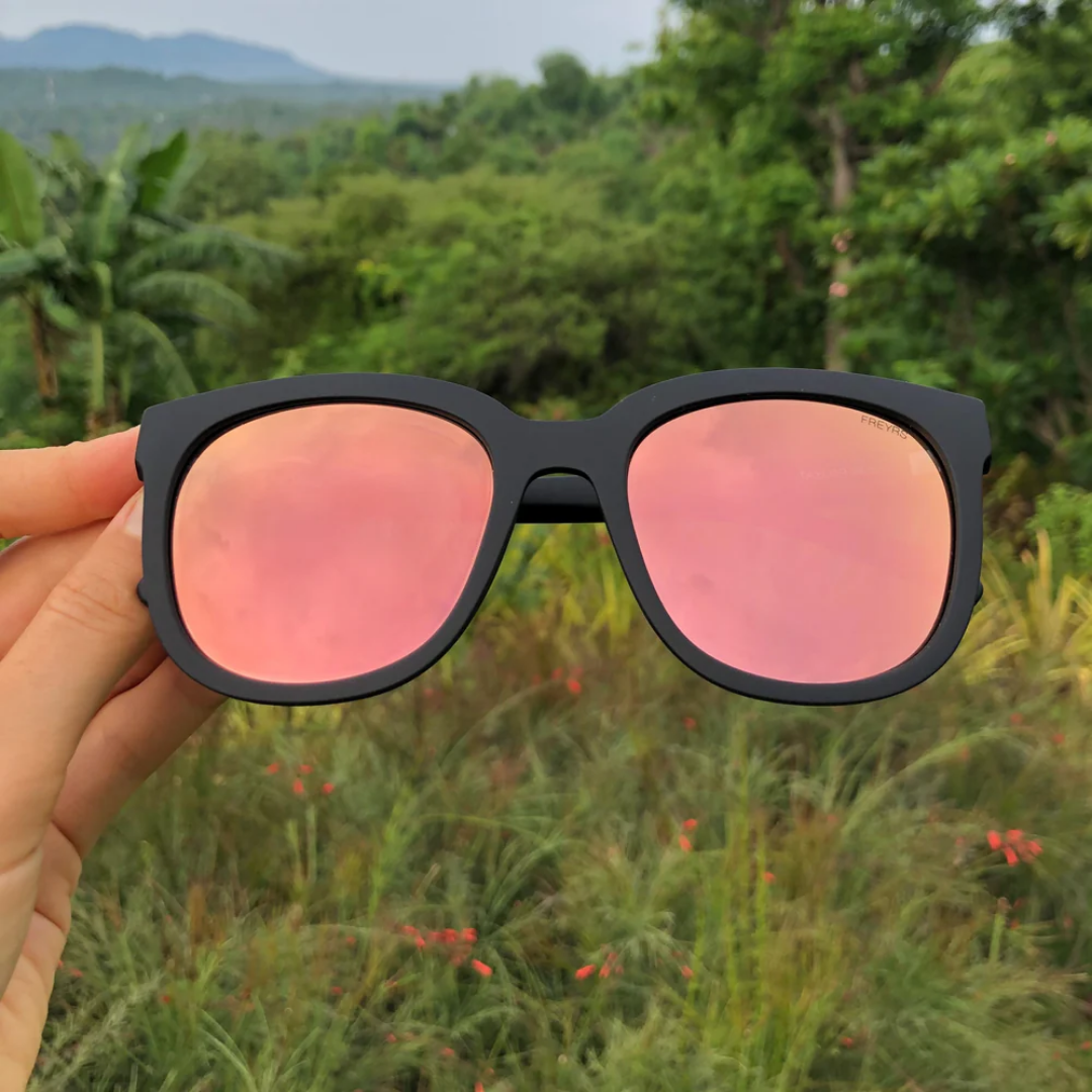 Taylor Sunglasses - Black / Pink Mirror