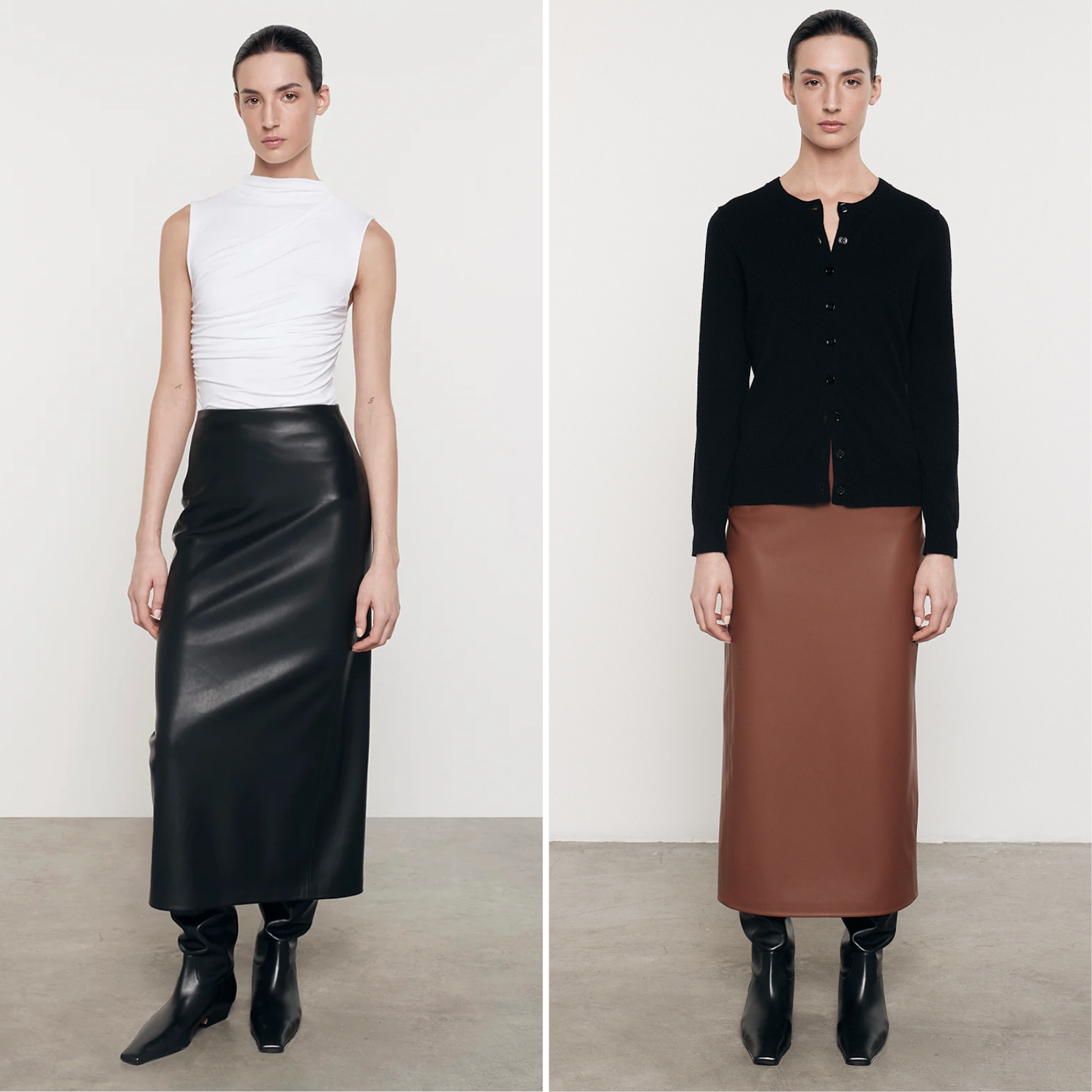 Ankle length leather skirt 2025
