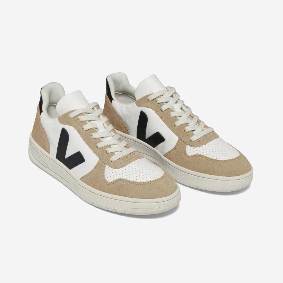 V-10 Sneaker - White Black Sahara